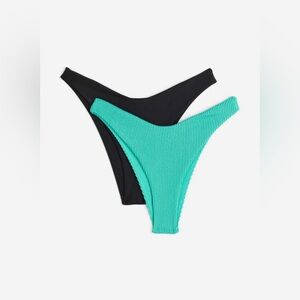 H&M 2 Pairs of XL Women’s Bikini Bottoms Bright Green & Black- NWT